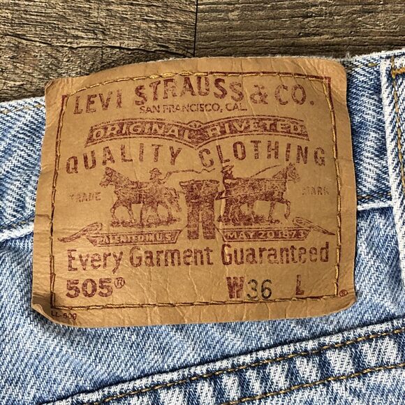 Levi's 505 Vintage Regular Fit Shorts Men's Size 36 Jhorts Light Wash Cotton - Picture 6 of 10